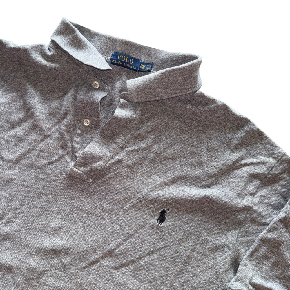 Polo Ralph Lauren Polo Shirt 2XLT Grey Short Sleeve Pony Logo Jersey Knit Tall